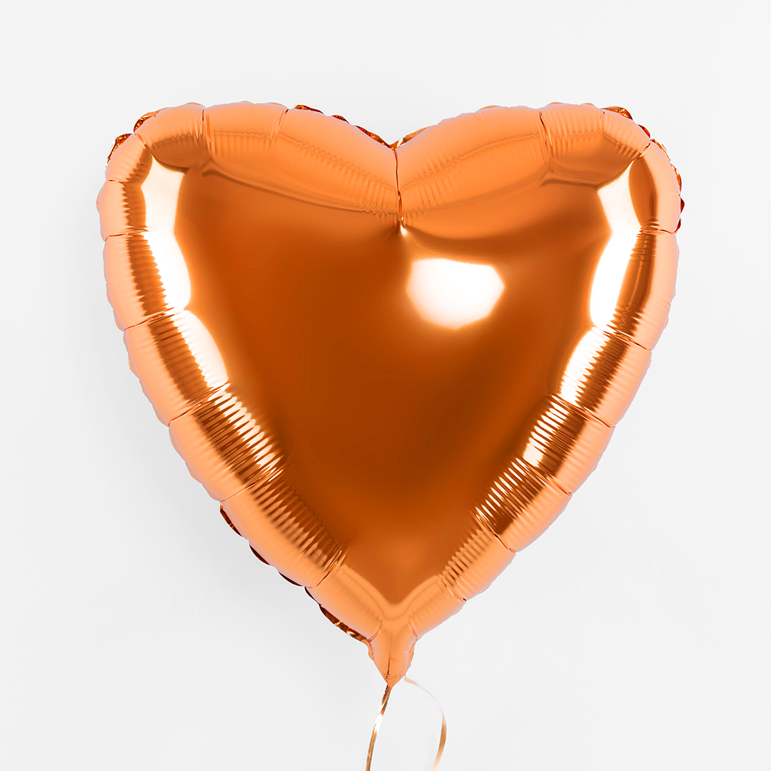 Шар (18''/46 см) Сердце, Оранжевый, 1 шт.