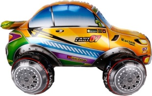 Шар 3D (41''/104 см) Фигура, Джип Ралли-рейд, Оранжевый, 1 шт. в уп.