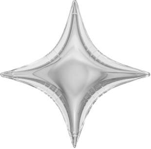 Шар (31''/79 см) Звезда, 4х-конечная, Сириус, Серебро, Металлик, 1 шт.