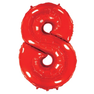 Шар (40''/102 см) Цифра, 8, Красный, 1 шт. в уп.
