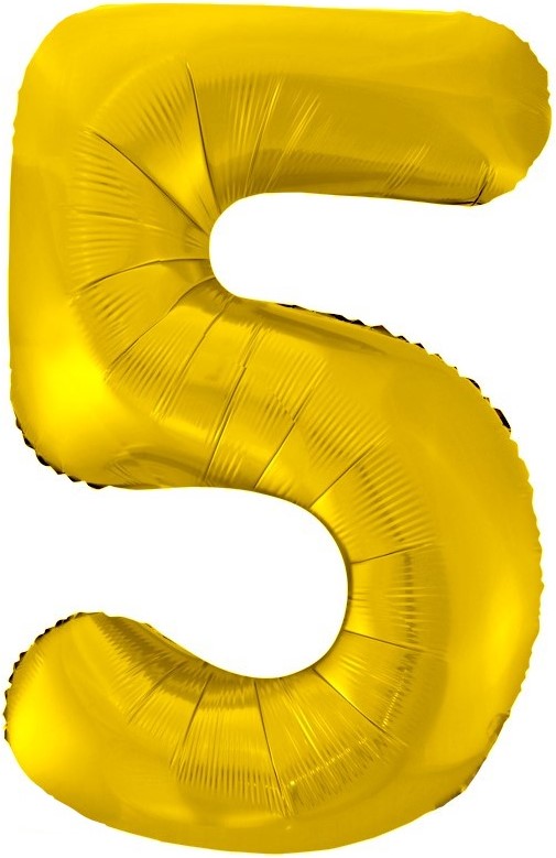 Шар (34''/86 см) Цифра, 5, Золото, 1 шт. в уп.