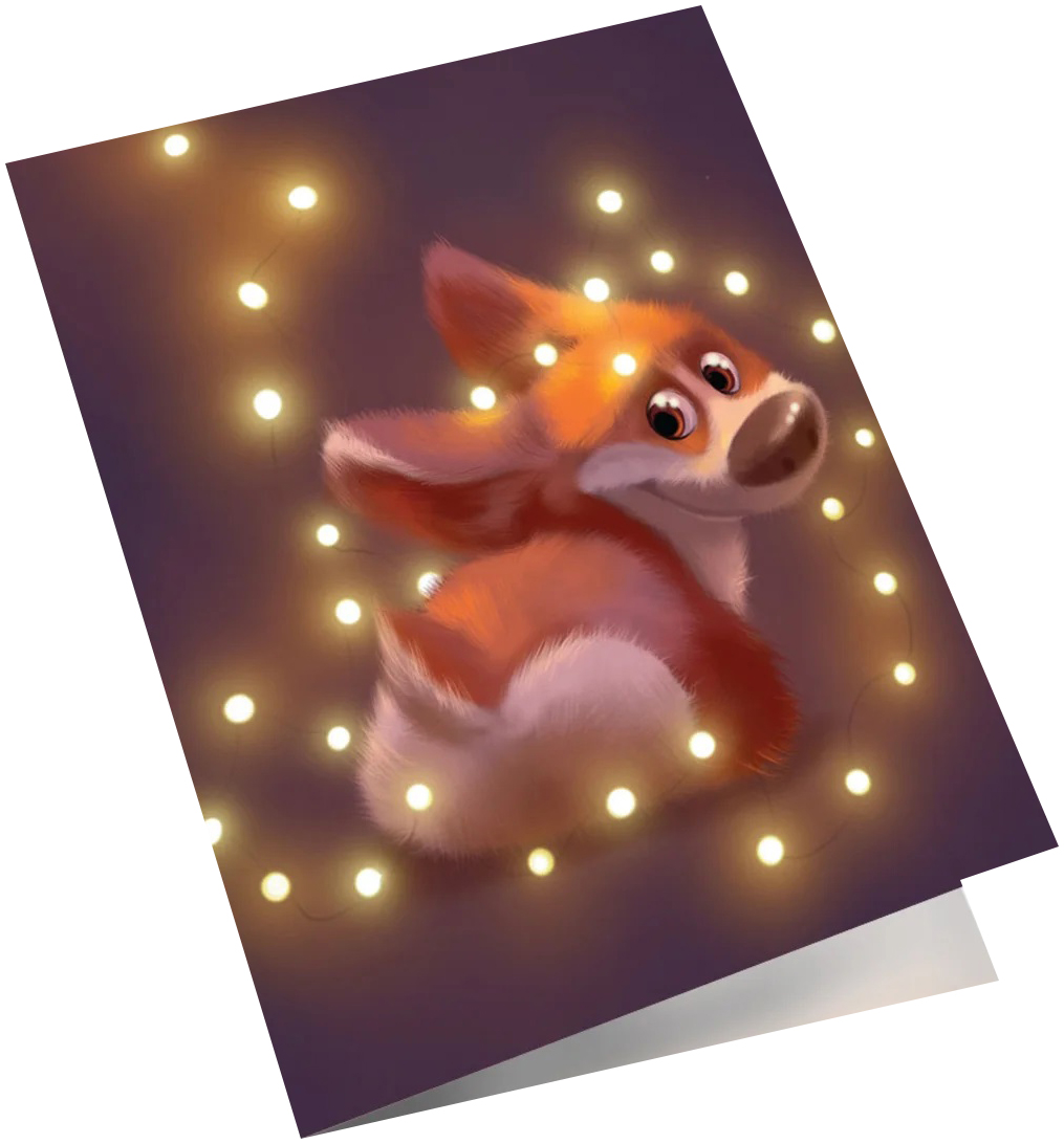 Мини - открытка, Милый корги, 6,5*8 см, 10 шт.