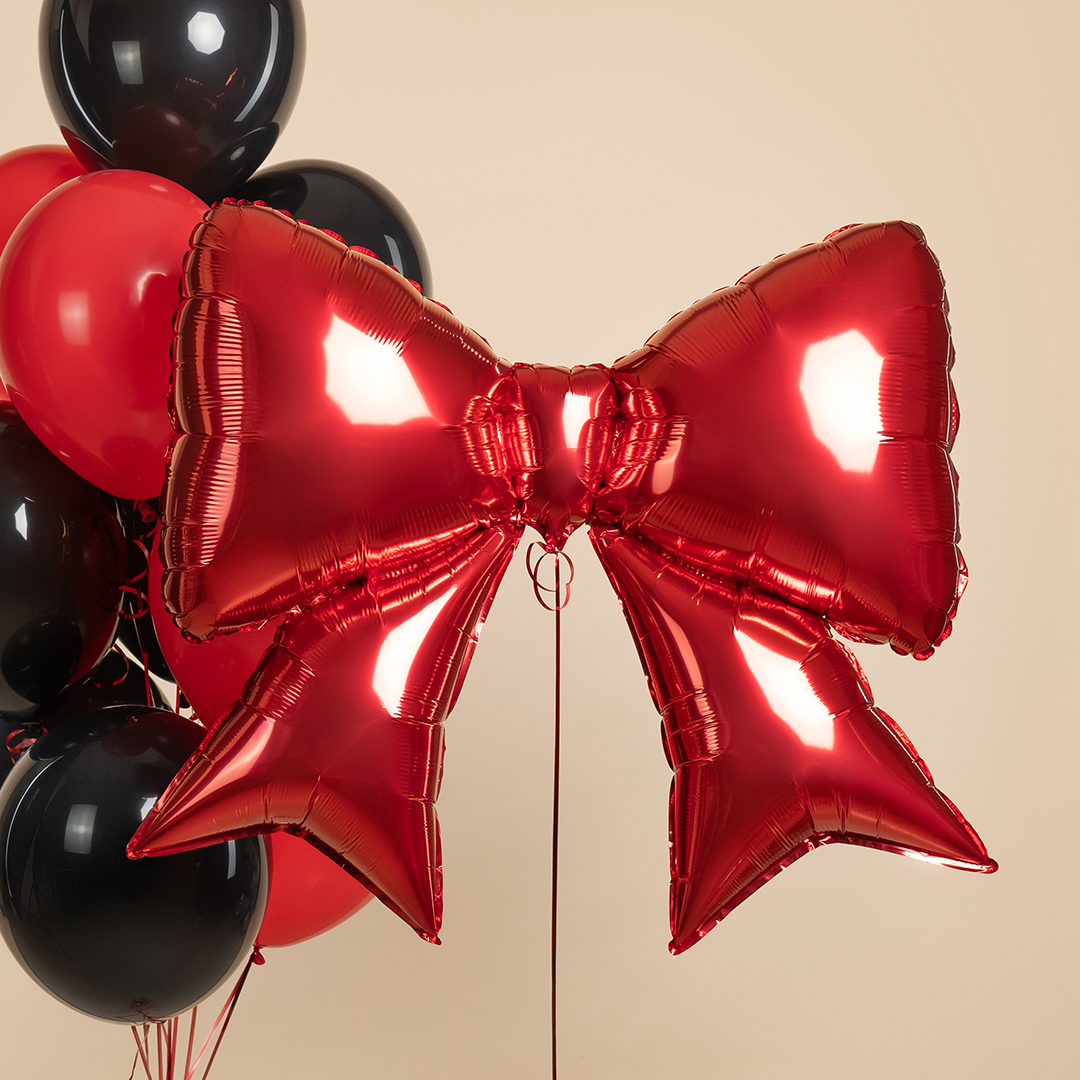 Шар (39''/99 см) Фигура, Бант, Красный, 1 шт. в уп.