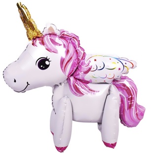Шар (23''/58 см) Фигура 3D, Единорог с крыльями, Розовый, 1 шт. в уп.