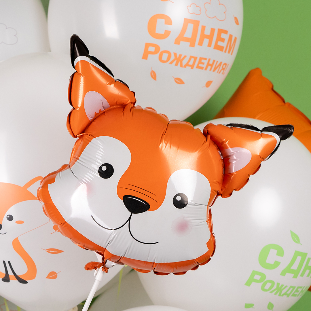 Шар (12''/30 см) Мини-фигура, Голова, Лиса, 1 шт.