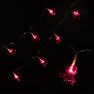 Светодиодная гирлянда Пауки 3,8х4 см, 10 Led, IP14, 1,8 м. Фиолетовый/Белый, 1 шт.