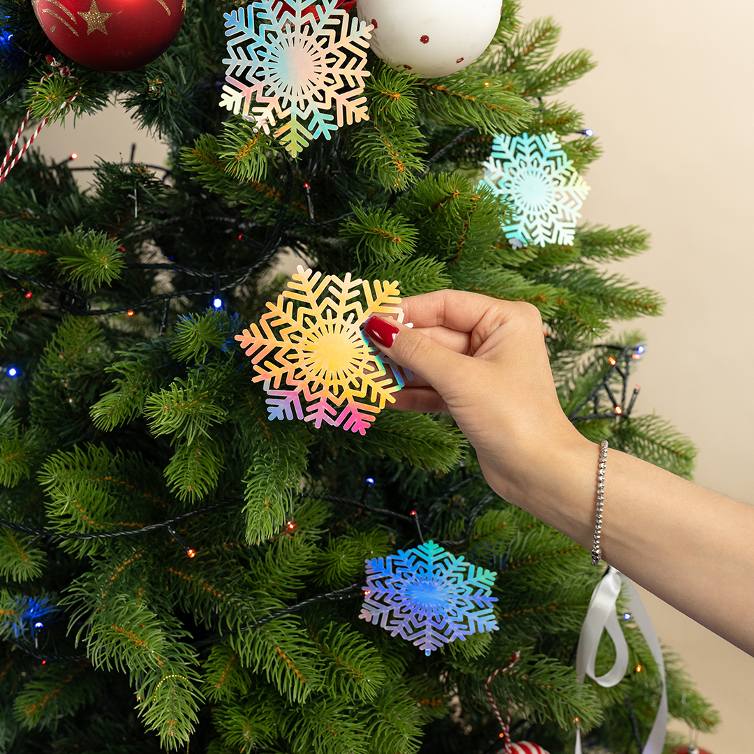 Декоративное украшение Волшебные снежинки, 9 см, Серебро, Голография, 8 шт.