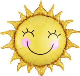 Шар с клапаном (17''/43 см) Мини-фигура, Солнце, Желтый, 1 шт.