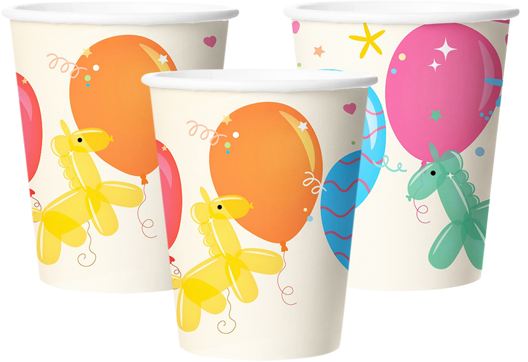 Стаканы (250 мл) Собачки из воздушных шаров, 6 шт.