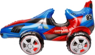 Шар 3D (24''/61 см) Фигура, Гоночная машина, Синий, 1 шт. в уп.