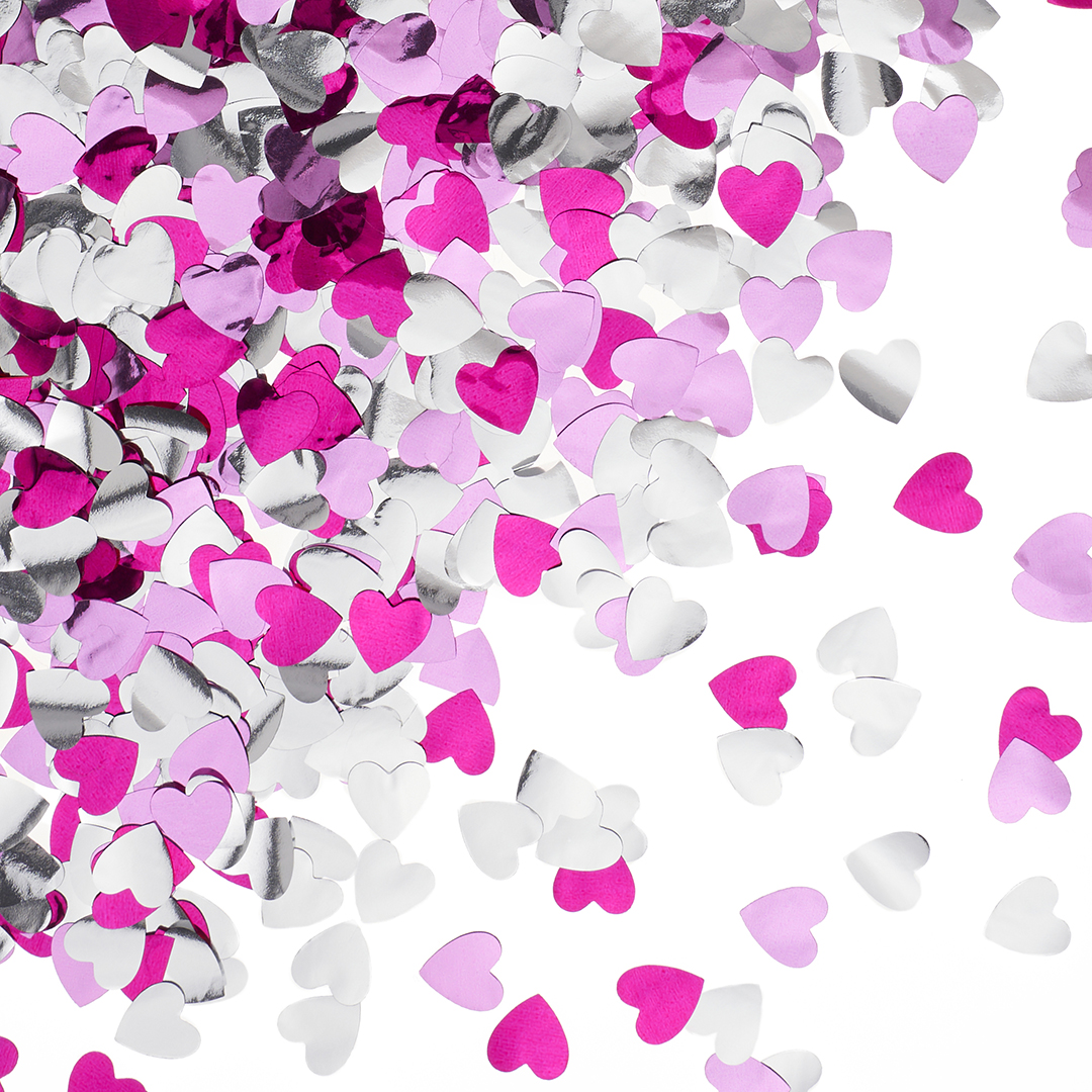 Конфетти фольга Сердце, Розовый микс, Металлик, 1,5 см, 50 г.