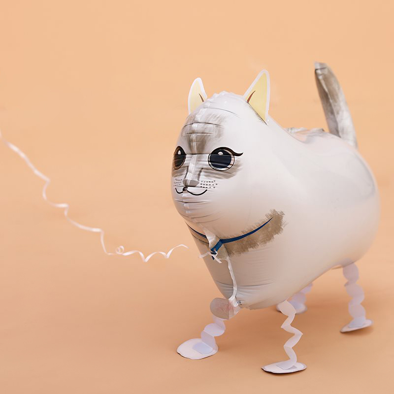 Шар 3D (25''/64 см) Ходячая Фигура, Кошка, Белый, 1 шт.