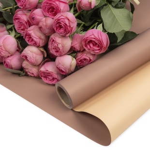 Упаковочная пленка 65мкр (0,57*10 м) Двухцветная, Бежевый/Чайная роза, Матовый, 1 шт.