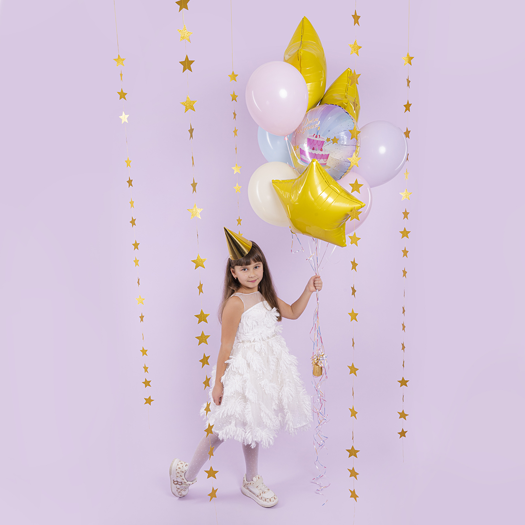 Шар (18''/46 см) Круг, С Днем Рождения! (тортик), 1 шт. в уп.