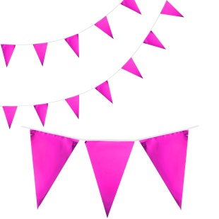 Гирлянда Флажки, 20*30 см*20 шт, 10 м, Розовый, Металлик, 1 упак.