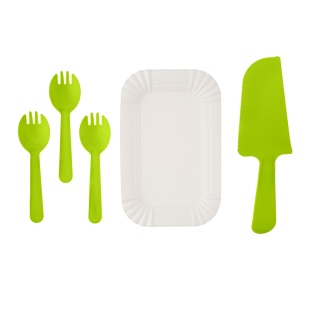 Десертный набор, Ням-Ням, Тарелки, Вилки, Нож, Зеленый, 11 шт. в упак. 