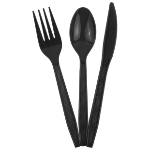 Набор столовых приборов, Вилки, Ложки, Ножи: 3*6 шт, Черный, 15 см, 18 шт. в упак. 
