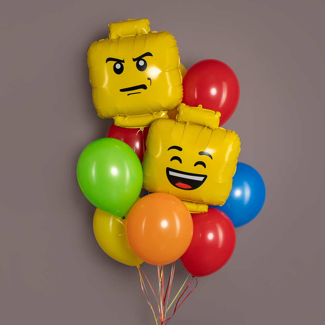 Шар (27''/69 см) Фигура, Конструктор Улыбка, Желтый, 1 шт.