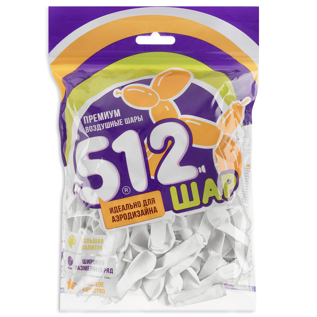 Шар (5''/13 см), Белый, пастель, 100 шт.