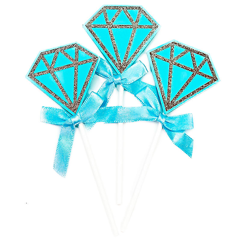 Топперы, Алмаз, Голубой, с блестками, 5 шт.