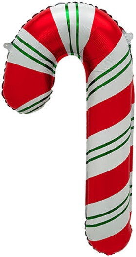 Шар (38''/97 см) Фигура, Леденец трость (надув воздухом), Красный/Зеленый, 1 шт.