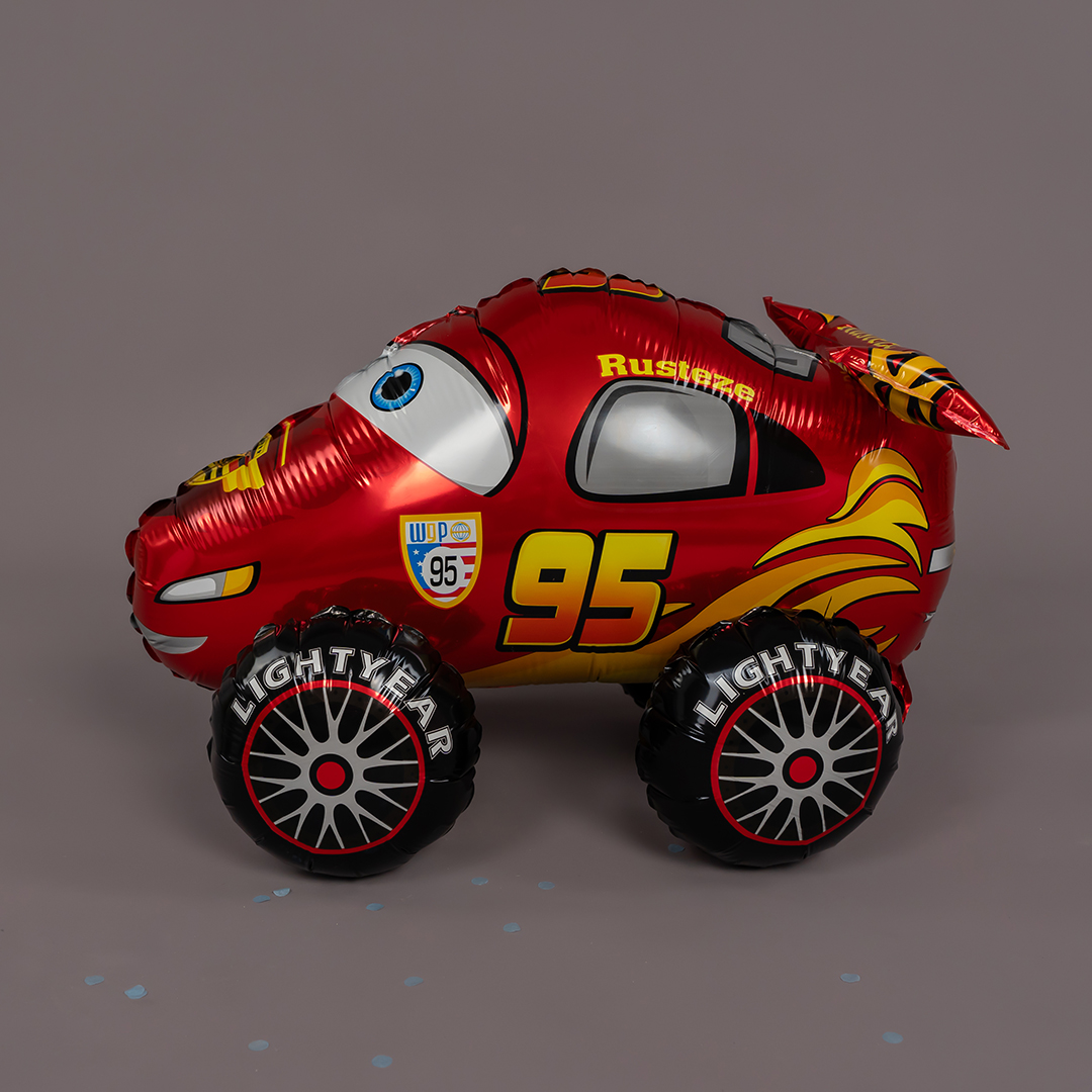 Шар 3D (28''/71 см) Гоночная машинка, Красный, 1 шт. в уп.