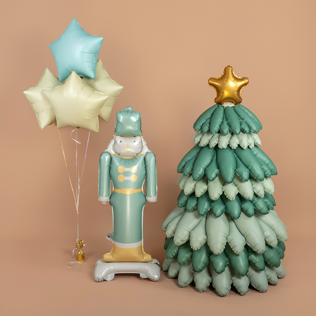 Шар (51''/130 см) Фигура 3D, Новогодняя елка, Зеленый, Сатин, 1 шт. в уп.