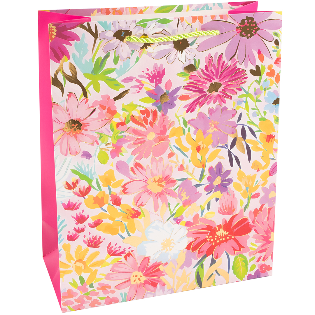 Пакет подарочный, 210гр, Любимые цветы, Дизайн №3, Металлик, 23*18*10 см, 1 шт.