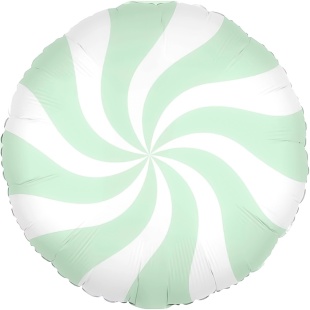 Шар (18''/46 см) Круг, Леденец, Мятный/Белый, 1 шт.