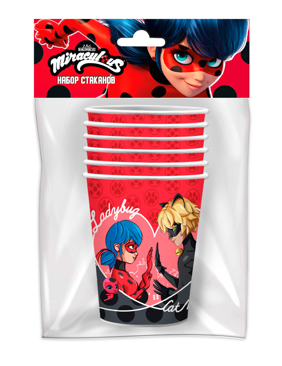 Стаканы (250 мл) Леди Баг и Супер-кот, 6 шт.