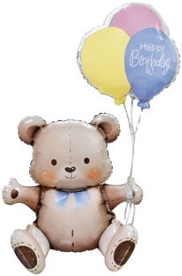 Шар (30''/76 см) Фигура 3D, Мишка на День Рождения, 1 шт. в уп.