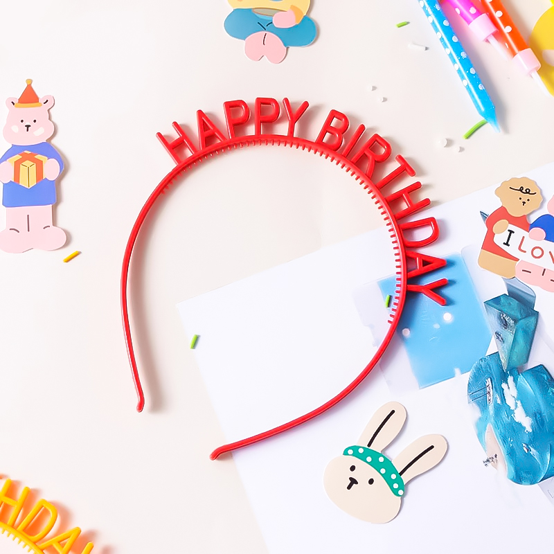 Ободок, Happy Birthday, Красный, 1 шт. 