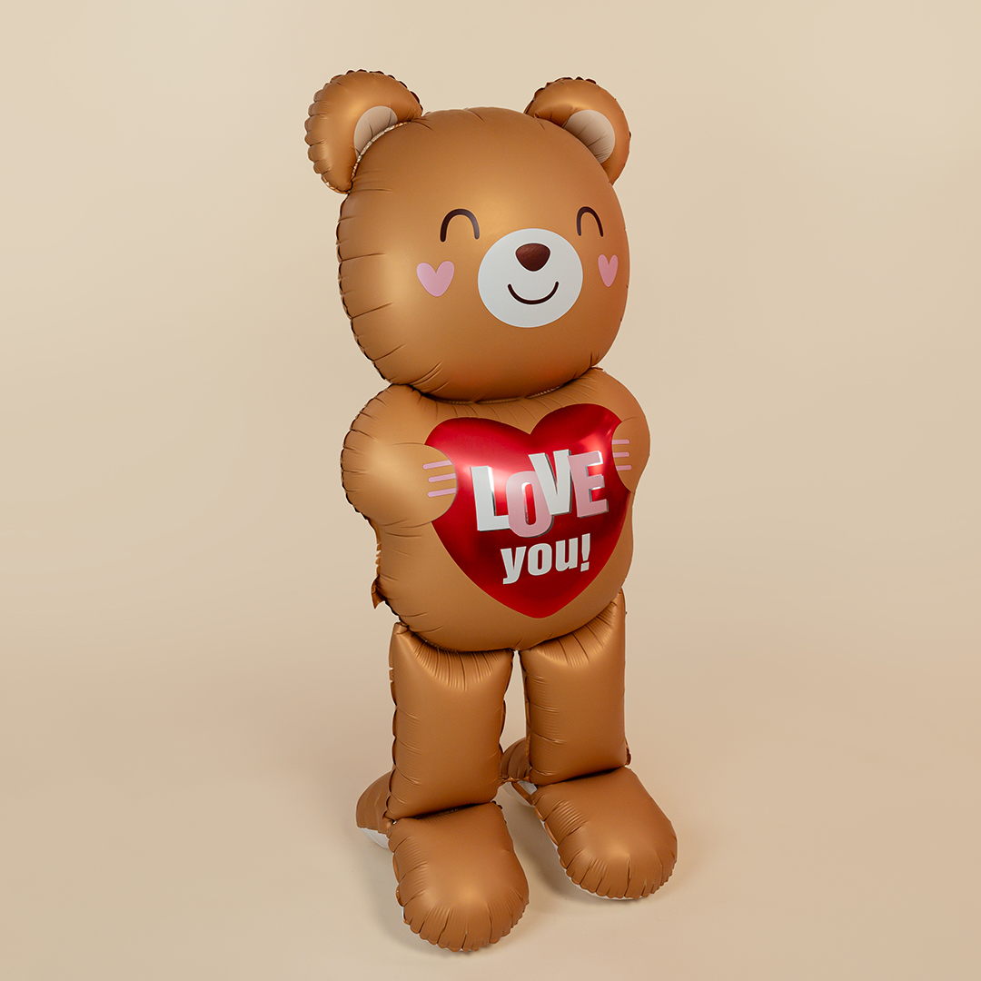 Шар (61''/155 см) Фигура 3D, Мишка с сердцем, 1 шт. в уп.