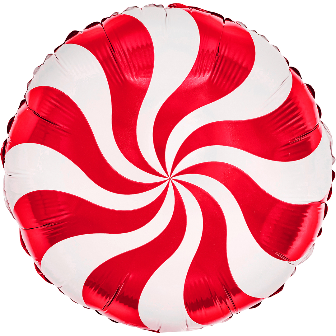 Шар (18''/46 см) Круг, Леденец, Красный, 1 шт.