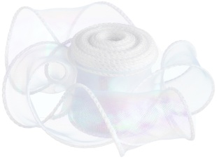 Лента декоративная (4 см*9,14 м) Органза с леской, Белый, Хамелеон, 1 шт.