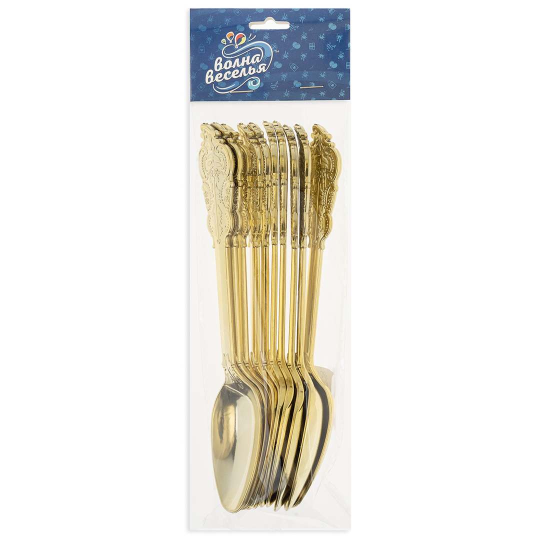 Ложки, Барокко, Золото, Металлик, 17,5 см, 10 шт. в упак. 