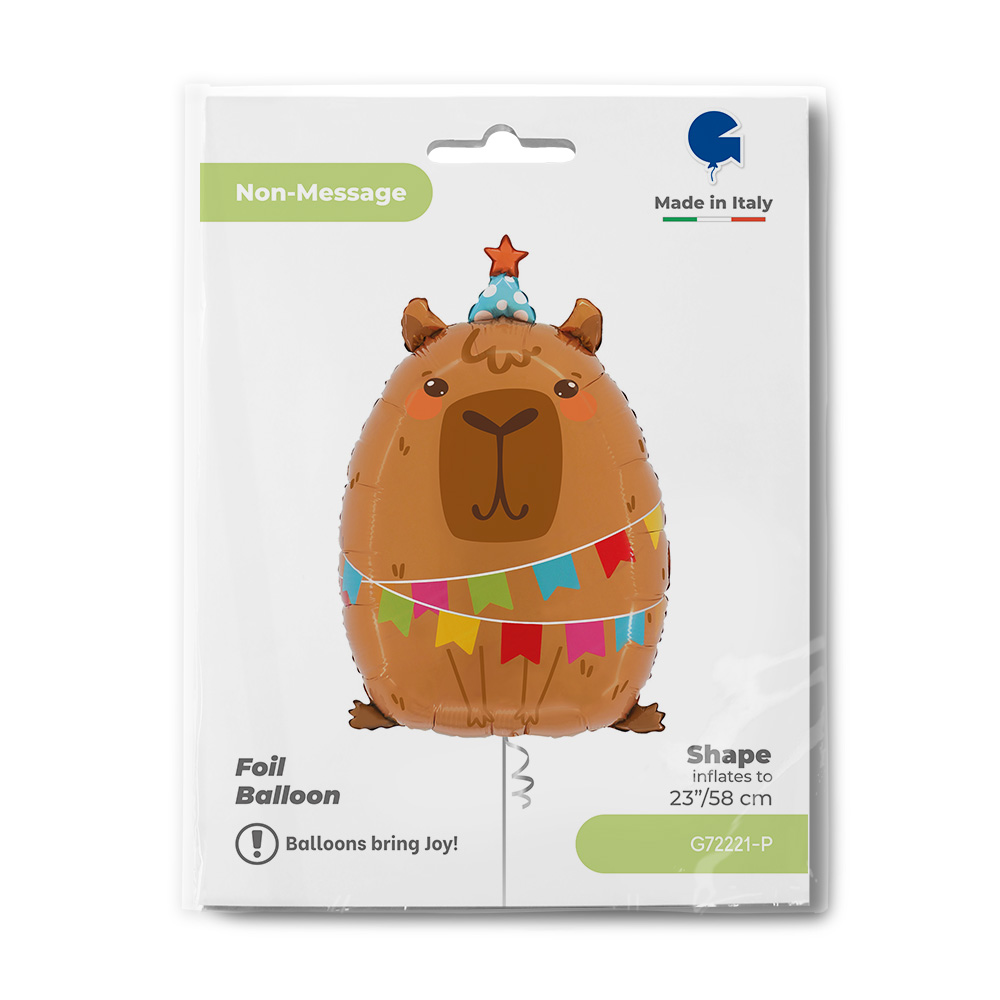 Шар (23''/58 см) Фигура, Капибара на вечеринке, 1 шт. в уп.