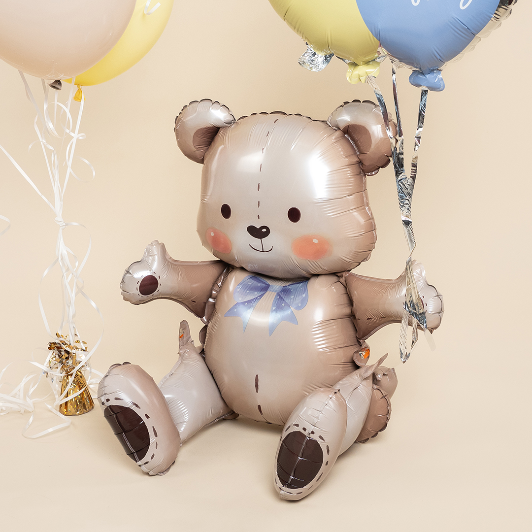 Шар (30''/76 см) Фигура 3D, Мишка на День Рождения, 1 шт. в уп.