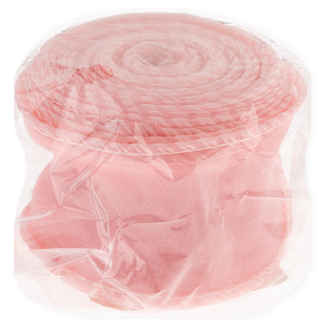 Лента декоративная (4 см*9,14 м) Органза с леской, Нежно-розовый, 1 шт.