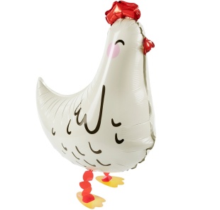 Шар 3D (23''/58 см) Ходячая Фигура, Курица, Белый, 1 шт. в уп.