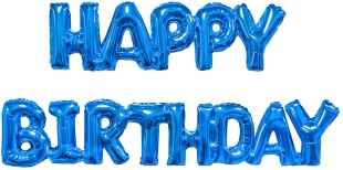 Шар (17''/43 см) Мини-фигура, Надпись "Happy Birthday", Синий, 1 шт. в уп.