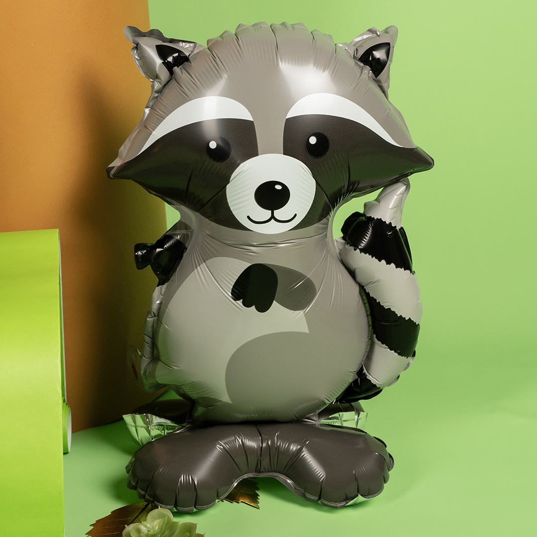 Шар 3D (21''/53 см) Фигура на подставке, Лесной Енот, 1 шт. в уп.