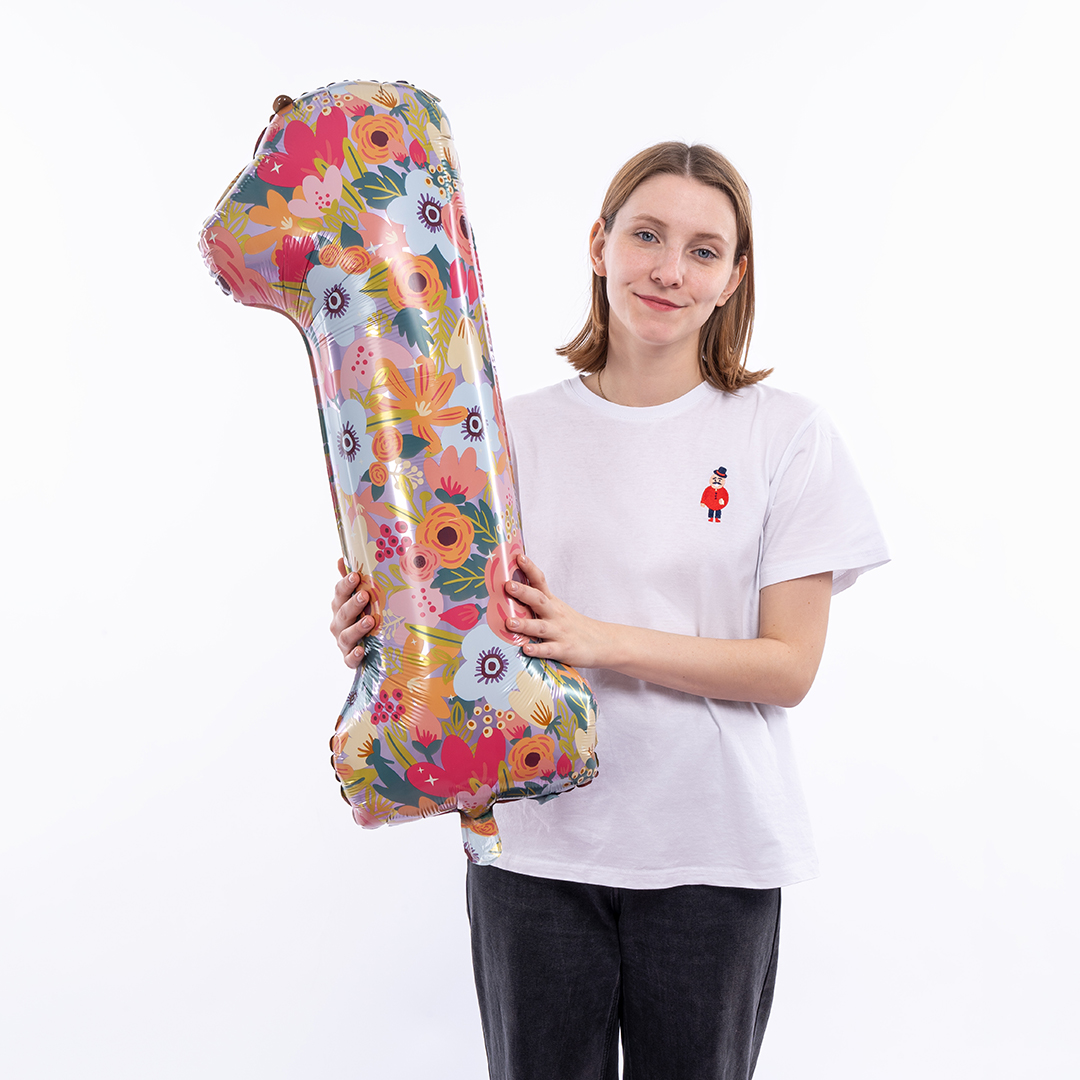 Шар (34''/86 см) Цифра, 1 Цветочный вальс, 1 шт. в уп.