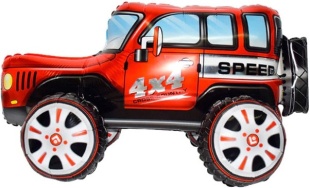 Шар 3D (24''/61 см) Фигура, Внедорожник Джип, Красный, 1 шт. в уп.