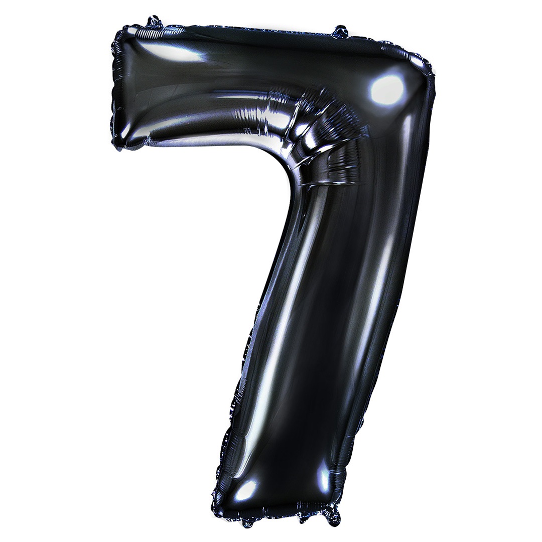 Шар (40''/102 см) Цифра, 7, Черный, 1 шт. в уп.