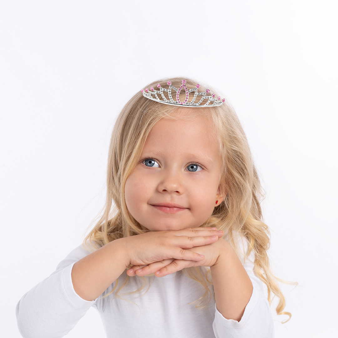 Корона для принцессы, металл, Серебро/Розовый, 1 шт. 