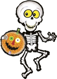 Шар (41''/104 см) Фигура, Скелет с тыквой, 1 шт. в уп.