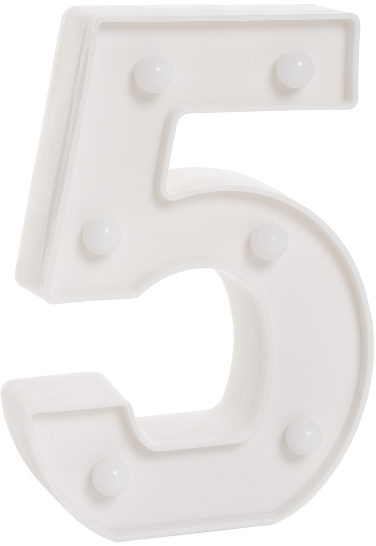 Световая фигура Цифра, 5, 16 см. Белый, 1 шт.