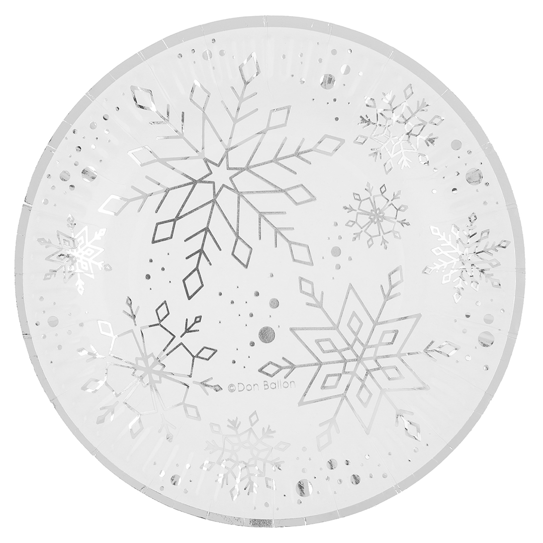 Тарелки (7''/18 см) Снежинки, Металлик, 6 шт. Тарелки (7''/18 см) Снежинки, Металлик, 6 шт.