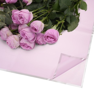 Упаковочная пленка 53мкр (0,57*0,57 м) Серебристая кайма, Светло-сиреневый, Матовый, 20 шт.
